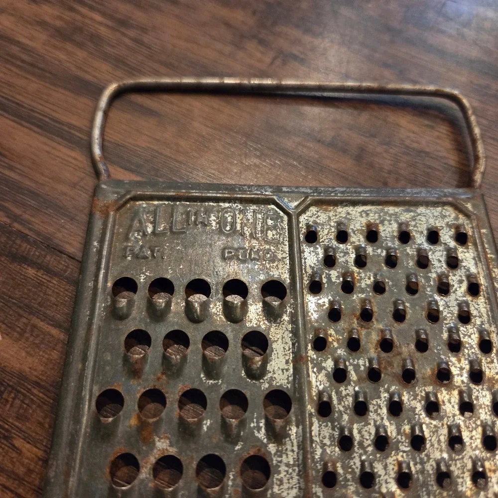 Vintage All-In-One Metal Hand Grater Slicer Primitive Kitchen Tool Farmhouse